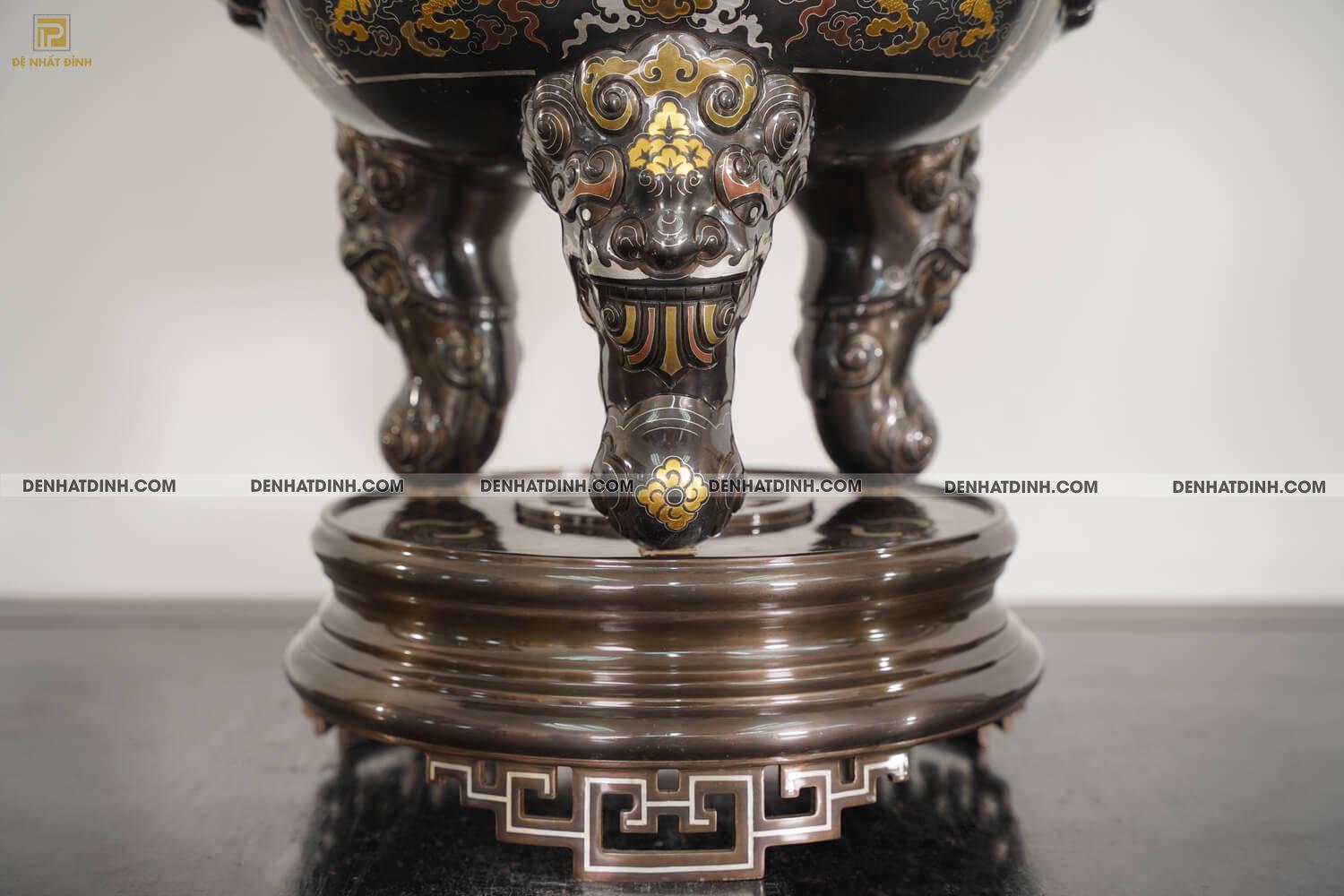 Bộ tam sự hạc khảm Ngũ sắc bằng đồng đỏ cao 70cm - Ảnh 12