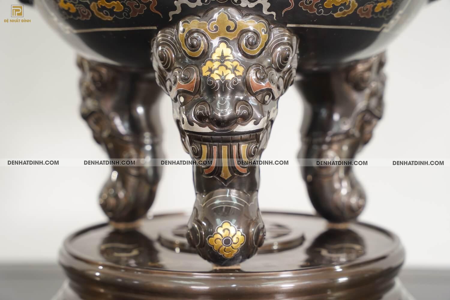 Bộ tam sự hạc khảm Ngũ sắc bằng đồng đỏ cao 70cm - Ảnh 7