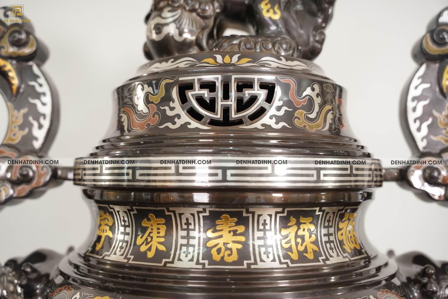 Bộ tam sự hạc khảm Ngũ sắc bằng đồng đỏ cao 70cm - Ảnh 6