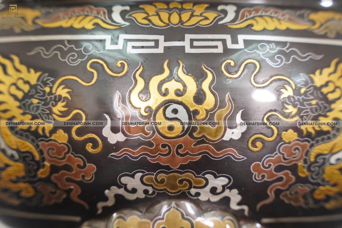 Đỉnh đồng cao 70cm bằng đồng đỏ khảm ngũ sắc cao cấp - Ảnh 37