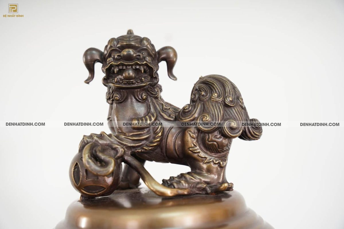 Đỉnh đồng 65 mẫu 3 rồng đúc nổi nghê mới màu hun nâu - Ảnh 3
