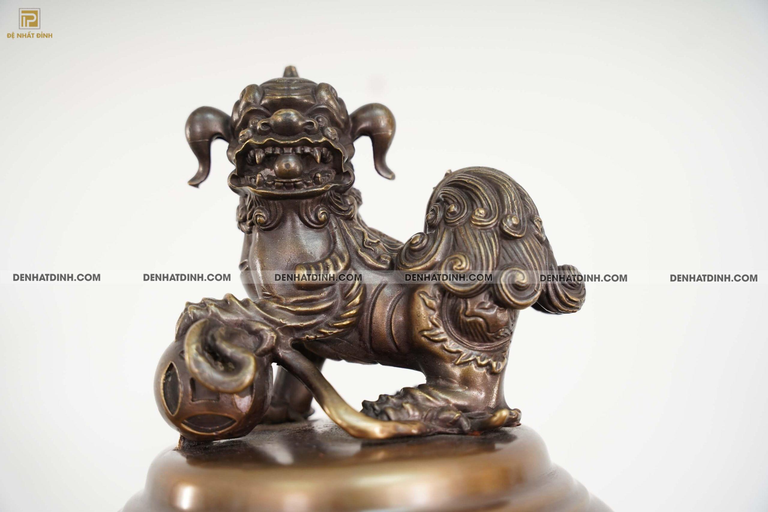 Bộ ngũ sự Song Long 65 Nghê mới nến đèn kỹ hun nâu - Ảnh 9