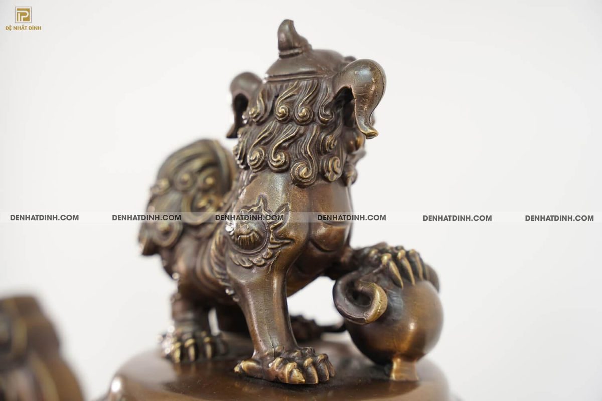 Đỉnh đồng 65 mẫu 3 rồng đúc nổi nghê mới màu hun nâu - Ảnh 9