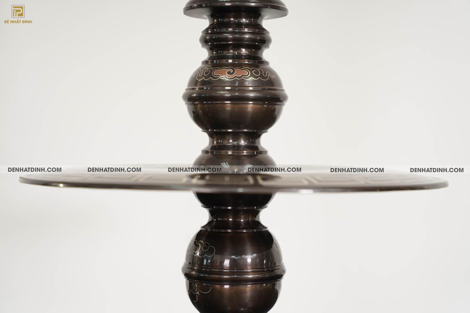 Bộ đỉnh đồng ngũ sự song long bằng đồng đỏ cao 70cm khảm ngũ sắc kèm đôi lọ hoa -  NSSL70NS - Ảnh 21