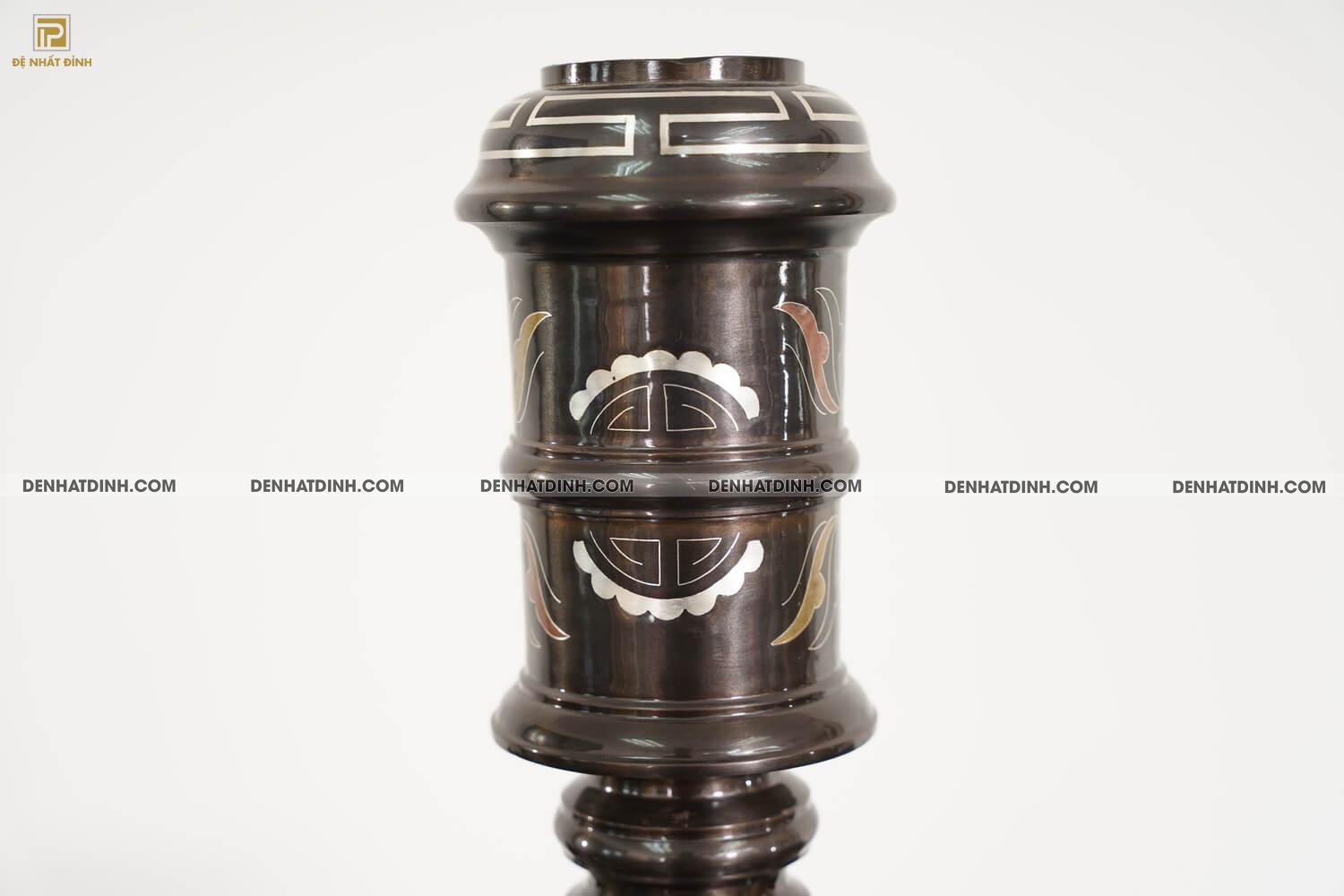 Bộ đỉnh đồng ngũ sự song long bằng đồng đỏ cao 70cm khảm ngũ sắc kèm đôi lọ hoa -  NSSL70NS - Ảnh 25