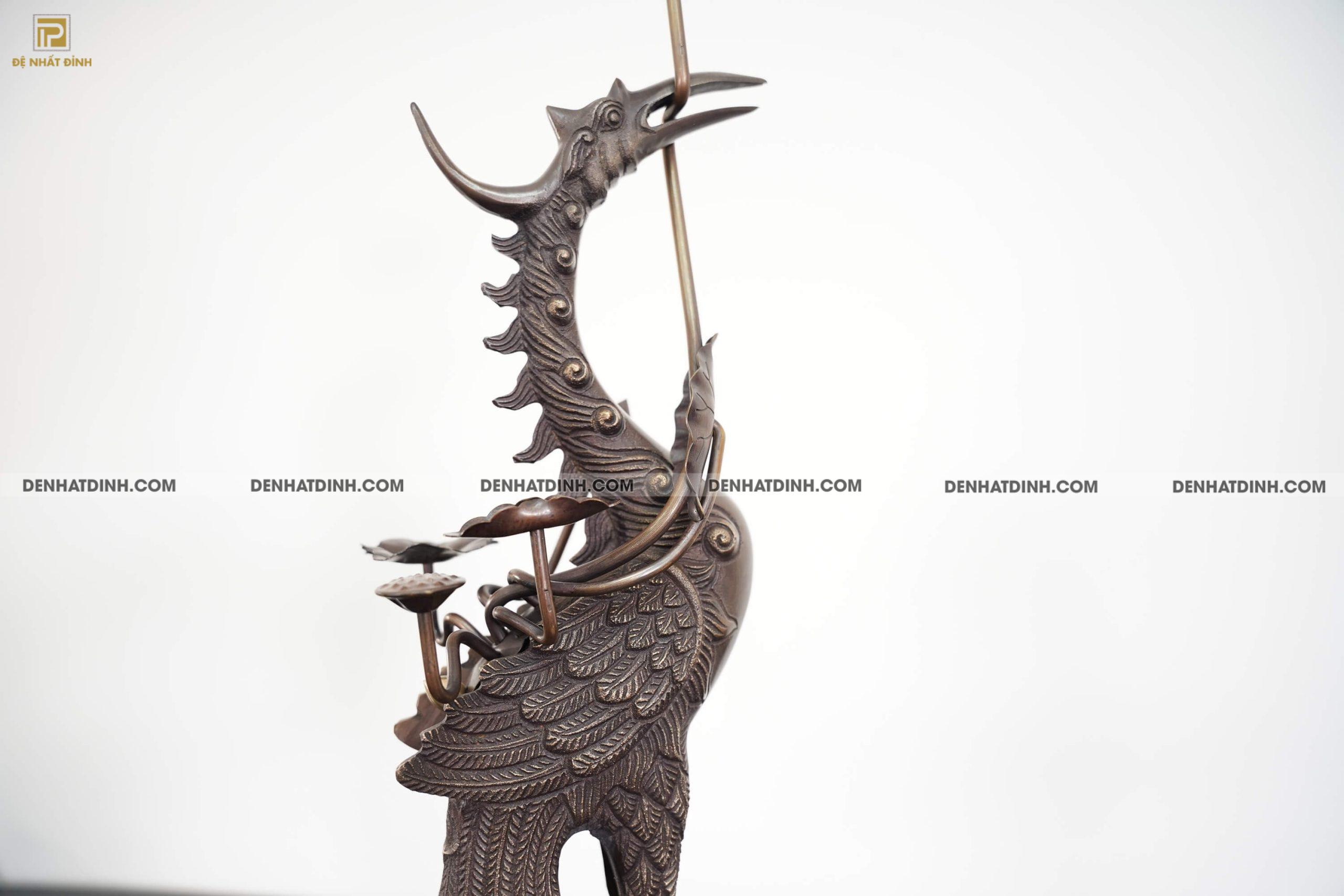 Bộ ngũ sự Song Long 65 Nghê mới nến đèn kỹ hun nâu - Ảnh 6