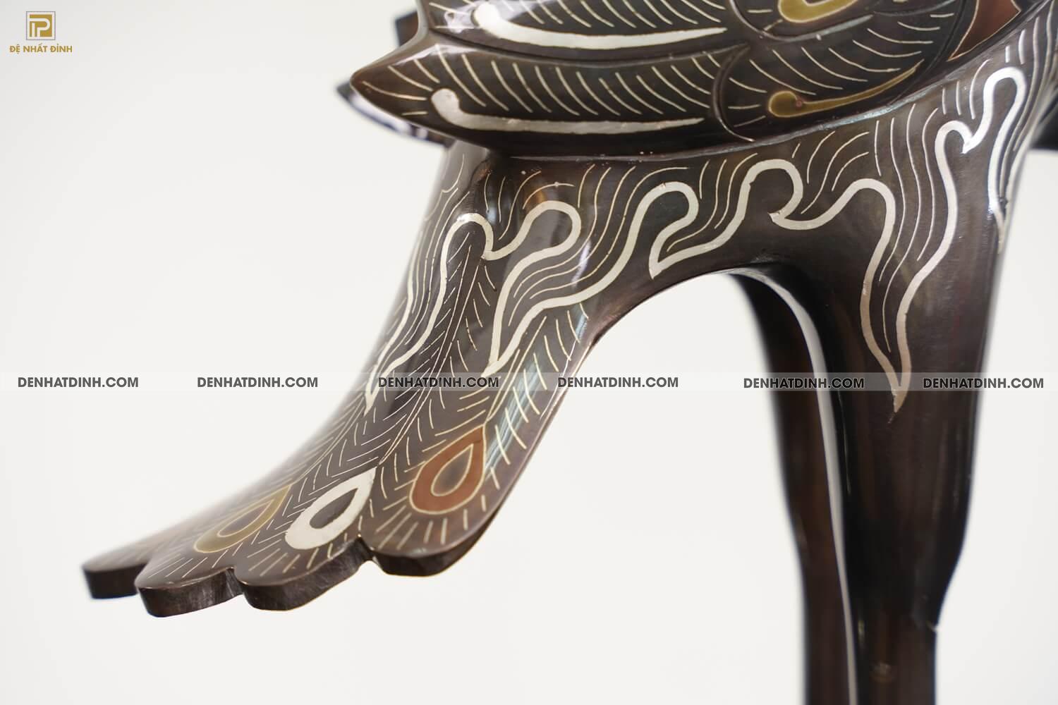 Bộ tam sự hạc khảm Ngũ sắc bằng đồng đỏ cao 70cm - Ảnh 18