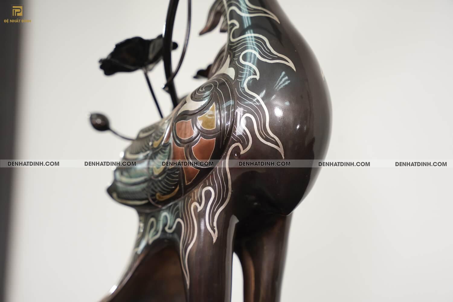 Bộ tam sự hạc khảm Ngũ sắc bằng đồng đỏ cao 70cm - Ảnh 21