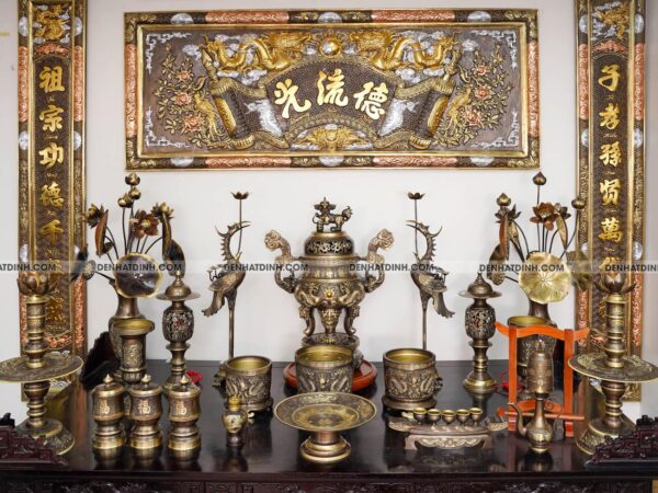 Bộ Ngũ sự Song Long 65 mẫu 3 hoa văn CN 36kg đầy đủ phụ kiện