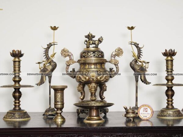 Bộ Ngũ sự Song Long 65 mẫu 3 hoa văn CN 36kg kèm 4 phụ kiện