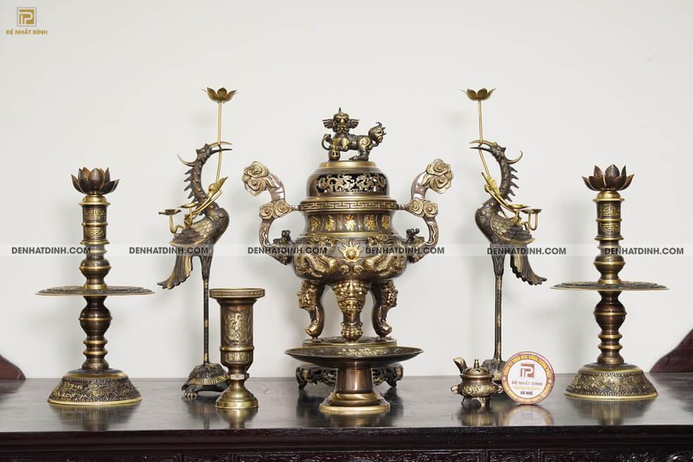 Bộ Ngũ sự Song Long 65 mẫu 3 hoa văn CN 36kg kèm 4 phụ kiện