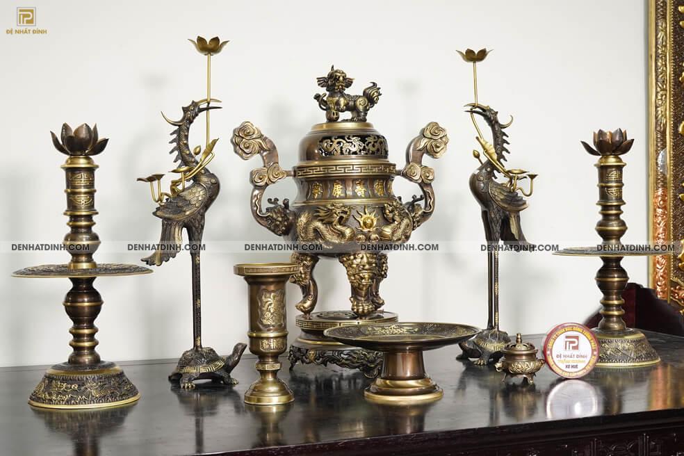 Bộ Ngũ sự Song Long 65 mẫu 3 hoa văn CN 36kg kèm 4 phụ kiện - Ảnh 4