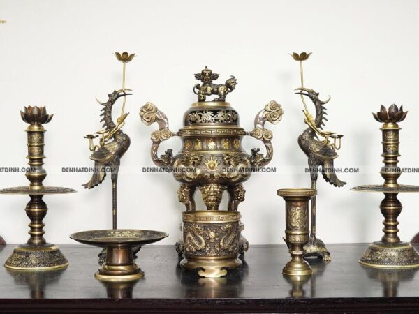 Bộ Ngũ sự Song Long 65 mẫu 3 hoa văn CN 36kg kèm 3 phụ kiện