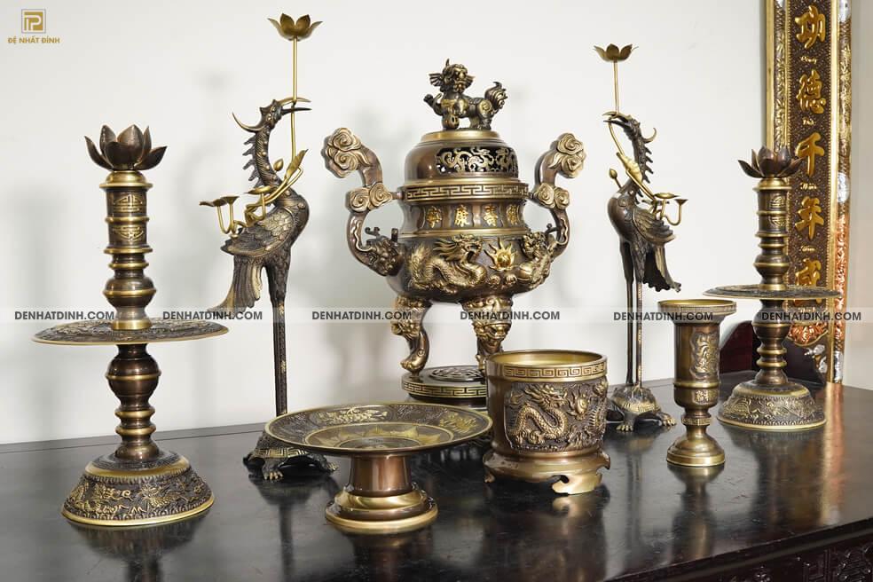 Bộ Ngũ sự Song Long 65 mẫu 3 hoa văn CN 36kg kèm 3 phụ kiện - Ảnh 2
