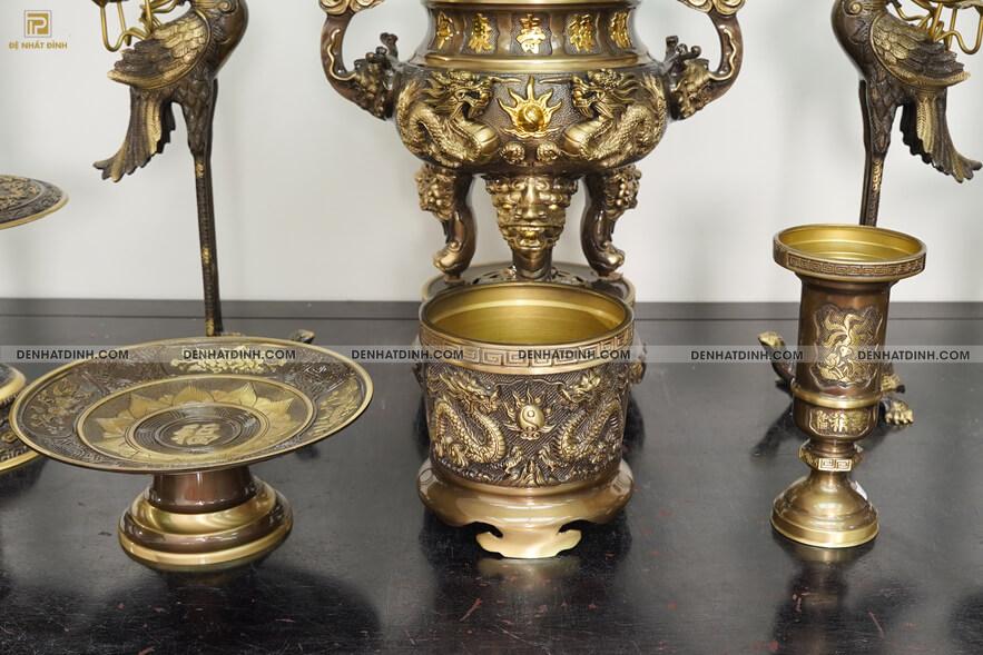 Bộ Ngũ sự Song Long 65 mẫu 3 hoa văn CN 36kg kèm 3 phụ kiện - Ảnh 3