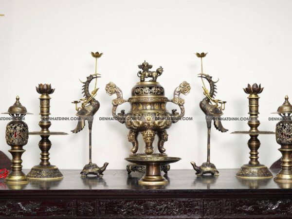 Bộ Ngũ sự Song Long 65 mẫu 3 hoa văn CN 36kg kèm 3 phụ kiện