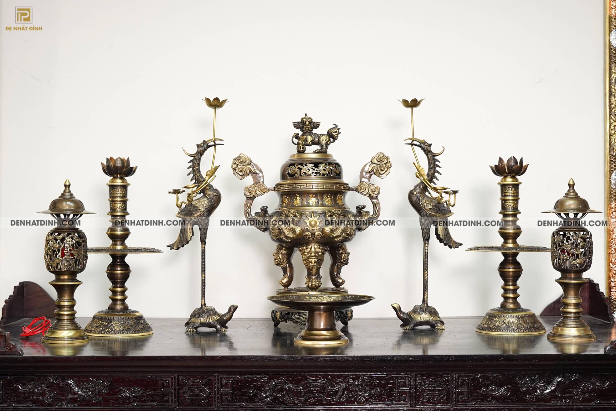 Bộ Ngũ sự Song Long 65 mẫu 3 hoa văn CN 36kg kèm 3 phụ kiện