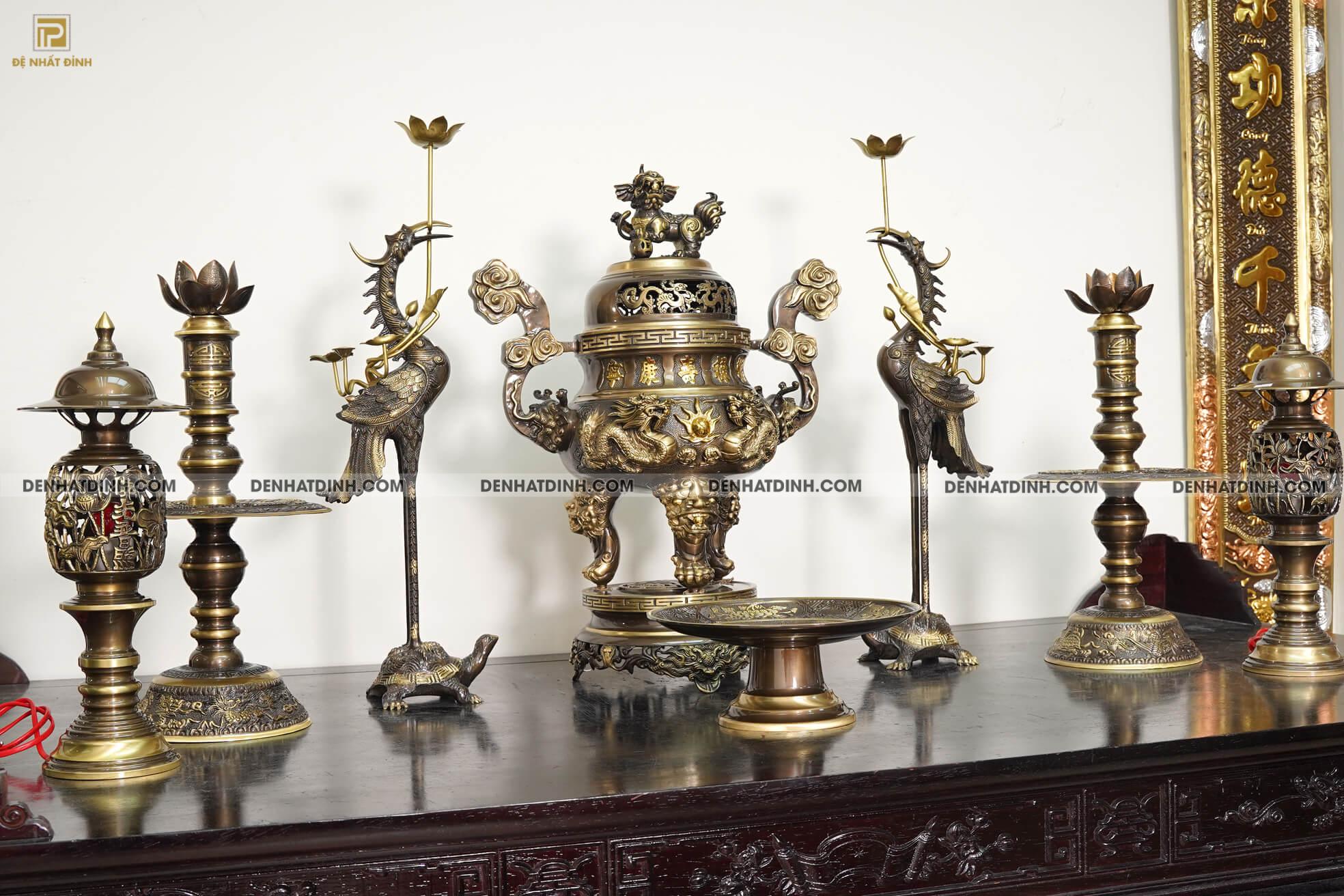 Bộ Ngũ sự Song Long 65 mẫu 3 hoa văn CN 36kg kèm 3 phụ kiện - Ảnh 4