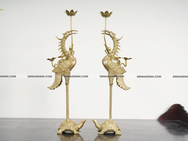 Đôi hạc đồng cao 72cm mộc