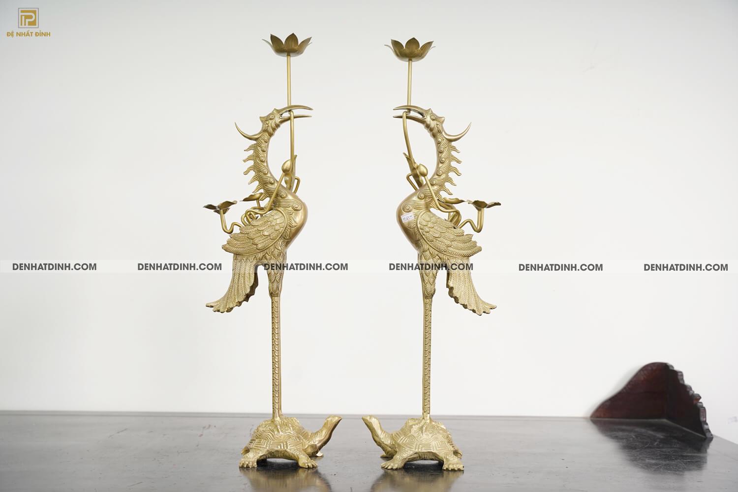 Đôi hạc đồng cao 72cm mộc