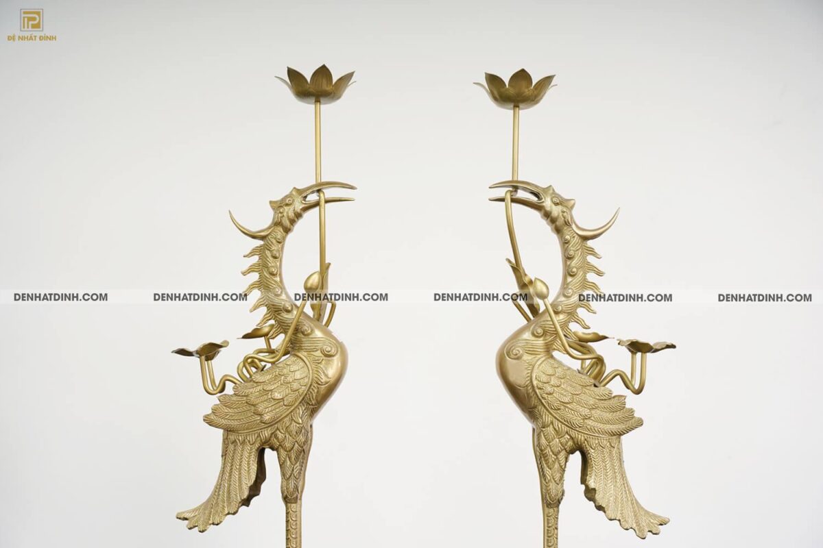 Đôi hạc đồng cao 72cm mộc - Ảnh 16