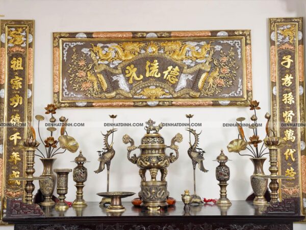 Bộ Đỉnh Đồng Ngũ Sự Song Long Truyền Thống Kèm 13 Phụ Kiện