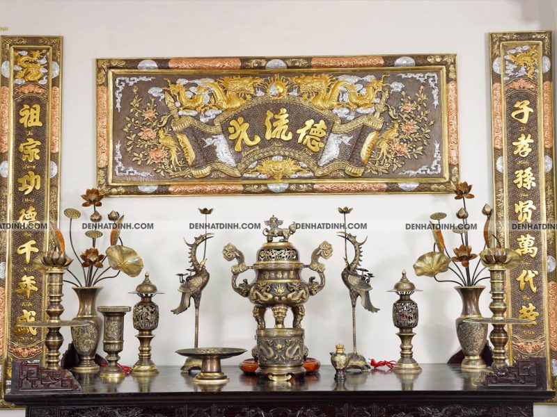 Bộ Đỉnh Đồng Ngũ Sự Song Long Truyền Thống Kèm 13 Phụ Kiện