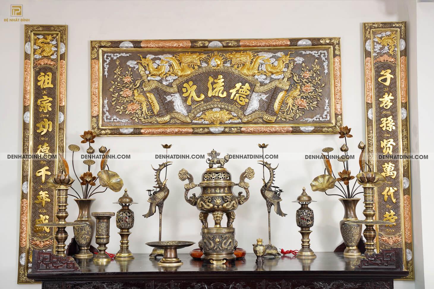 Bộ Đỉnh Đồng Ngũ Sự Song Long Truyền Thống Kèm 13 Phụ Kiện