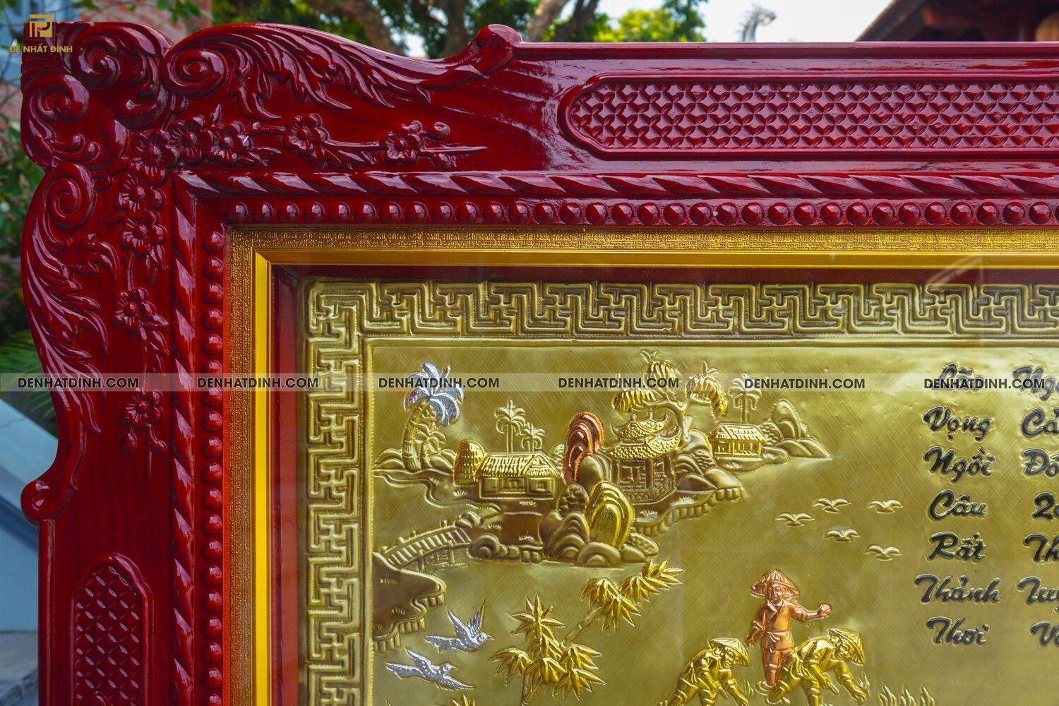 Tranh đồng quê bằng đồng khung gỗ hoa văn - Ảnh 4