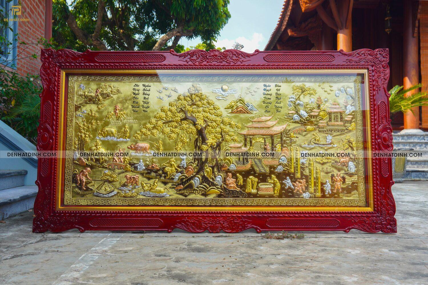 Tranh đồng quê bằng đồng khung gỗ hoa văn - Ảnh 6