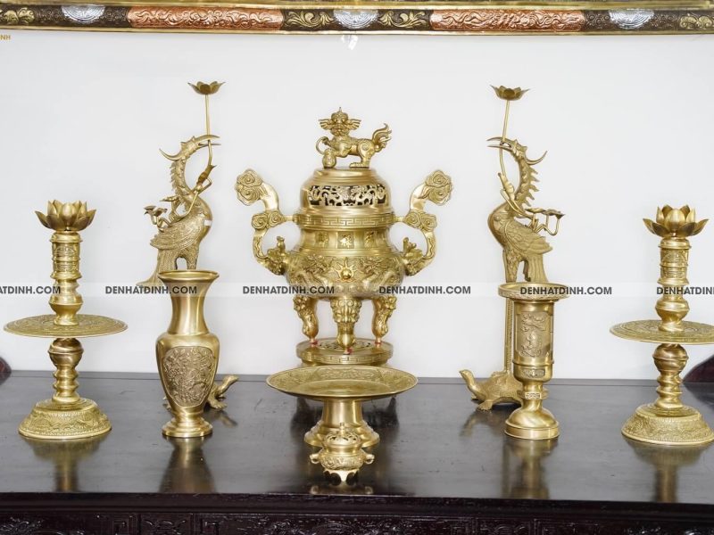 Bộ ngũ sự song long 65 mẫu 3 chữ Hán  hoa văn mộc kèm 4 phụ kiện