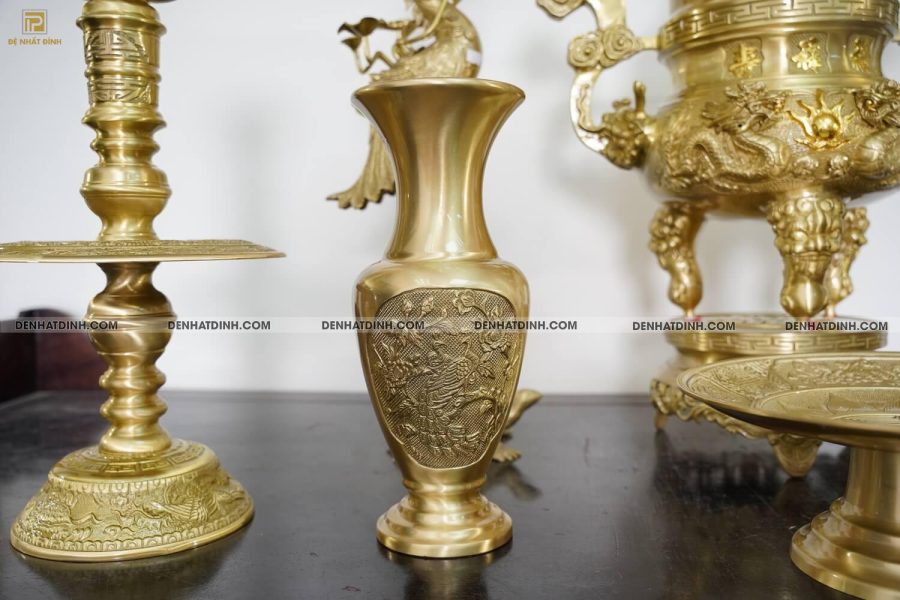 Bộ ngũ sự song long 65 mẫu 3 chữ Hán  hoa văn mộc kèm 4 phụ kiện - Hình ảnh 5