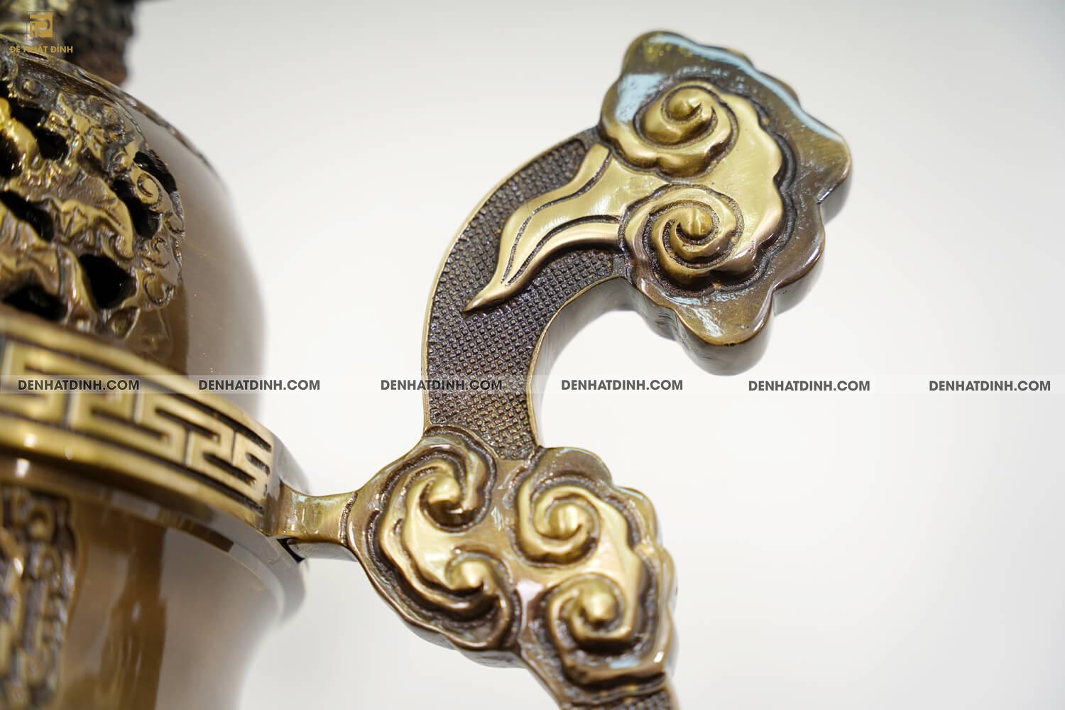 Bộ tam sự Song Long cao 65cm màu hun giả cổ 3 chữ Hán - Ảnh 17