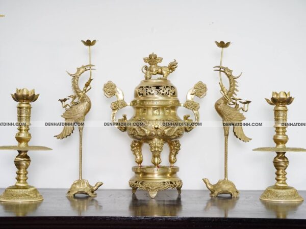 Bộ ngũ sự song long 64 mẫu 3 hoa văn mộc