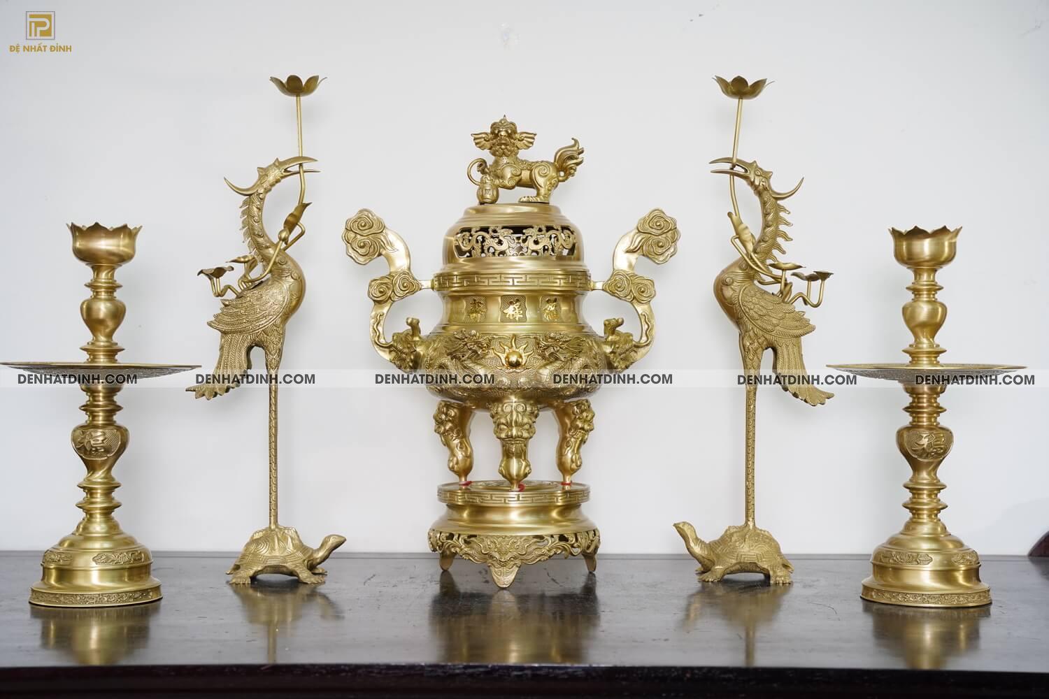 Bộ ngũ sự song long 65 mẫu 3 chữ Hán nến hoa văn 2 mặt - Ảnh 3