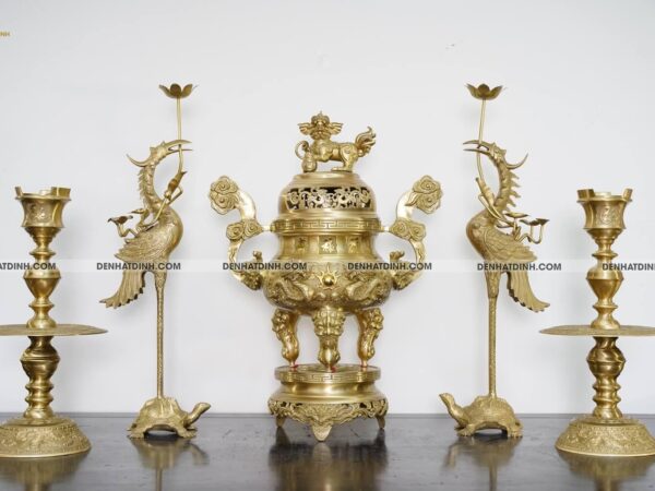 Bộ ngũ sự song long 65 mẫu 3 chữ Hán nến hoa văn 2 mặt