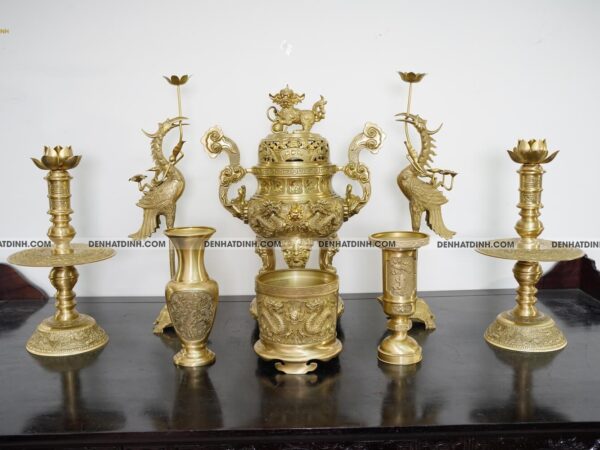 Alternative view of Bộ ngũ sự song long 65 cuốn thư chữ Phúc mộc 5 chữ kèm 3 phụ kiện