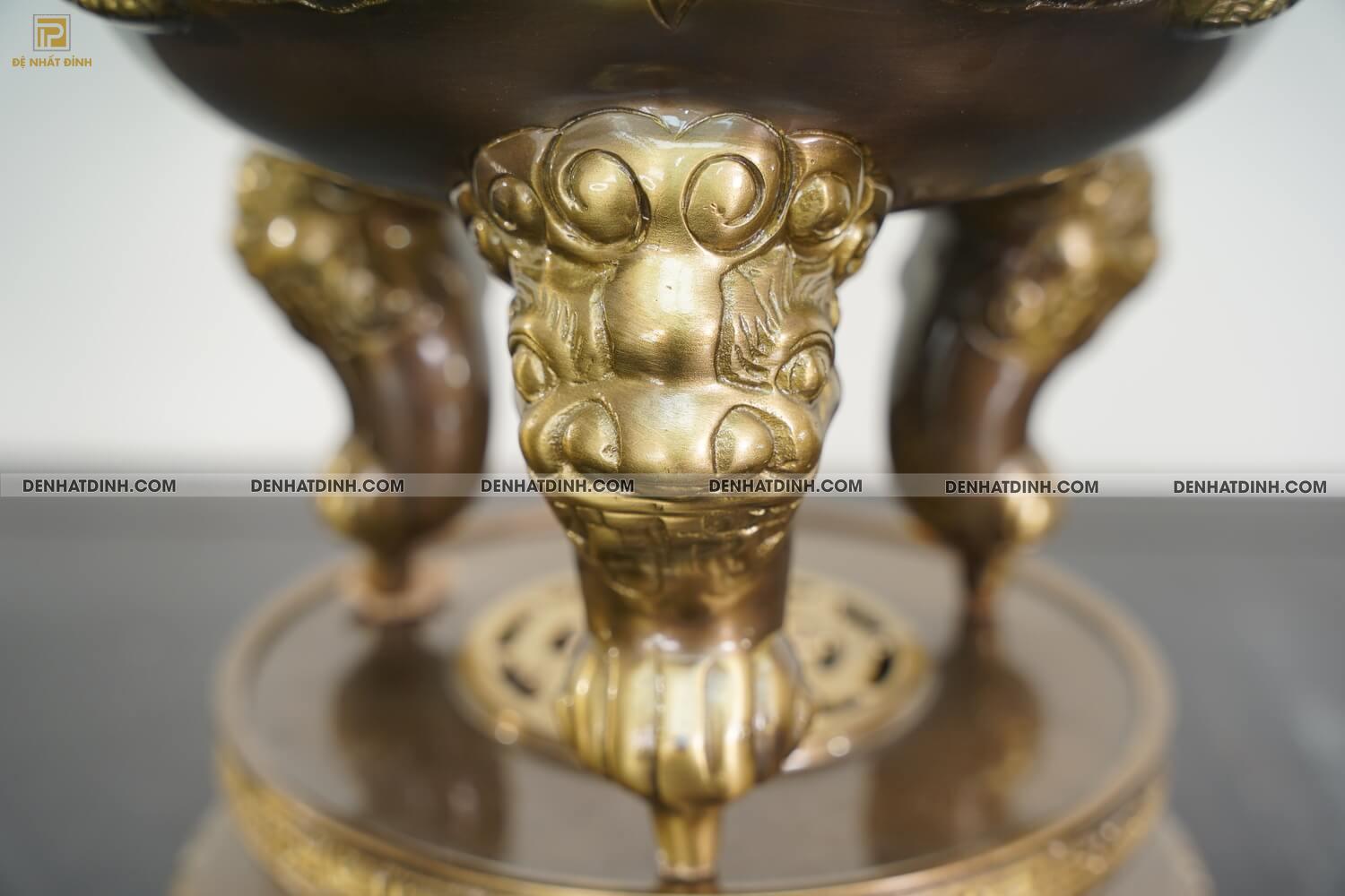 Bộ ngũ sự Song Long cao 65cm màu hun giả cổ 3 chữ Việt - Ảnh 12