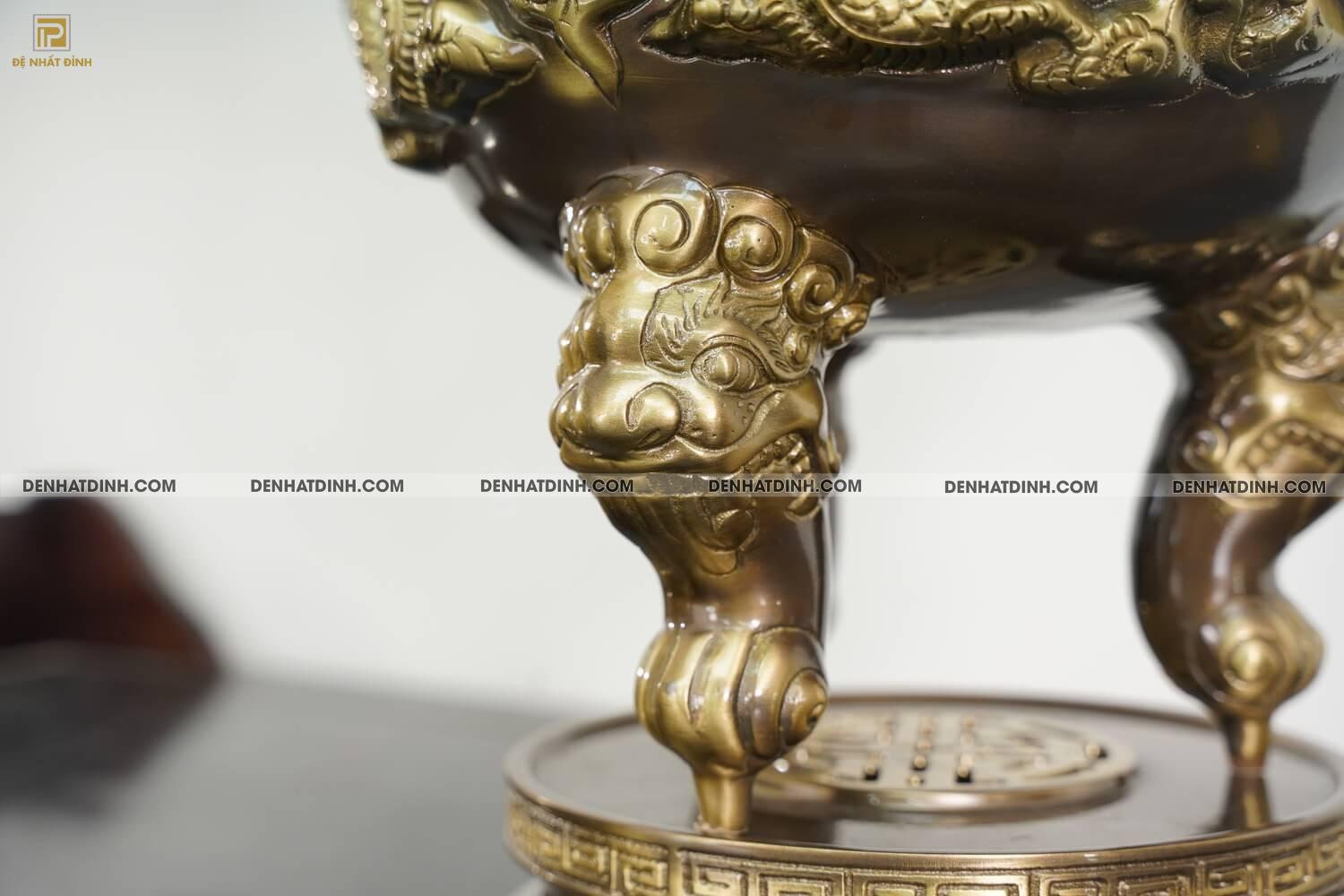 Bộ ngũ sự Song Long cao 65cm màu hun giả cổ 3 chữ Việt - Ảnh 10