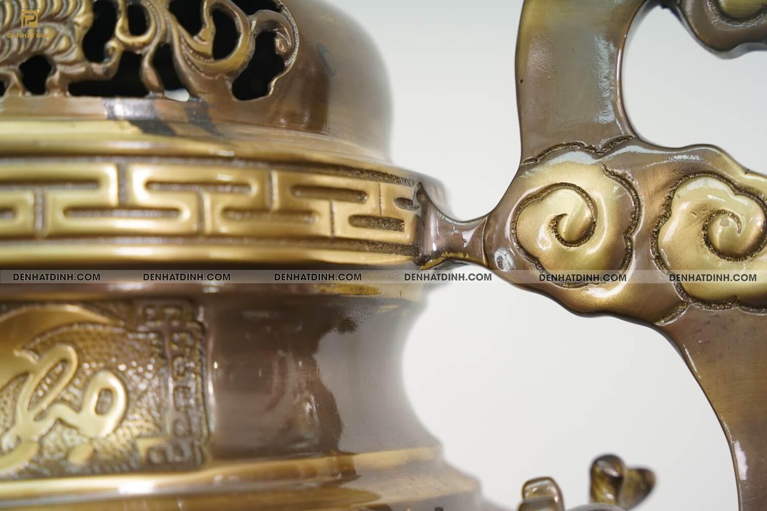 Bộ tam sự hạc song long cao 65cm màu hun giả cổ 3 chữ Việt - Ảnh 8