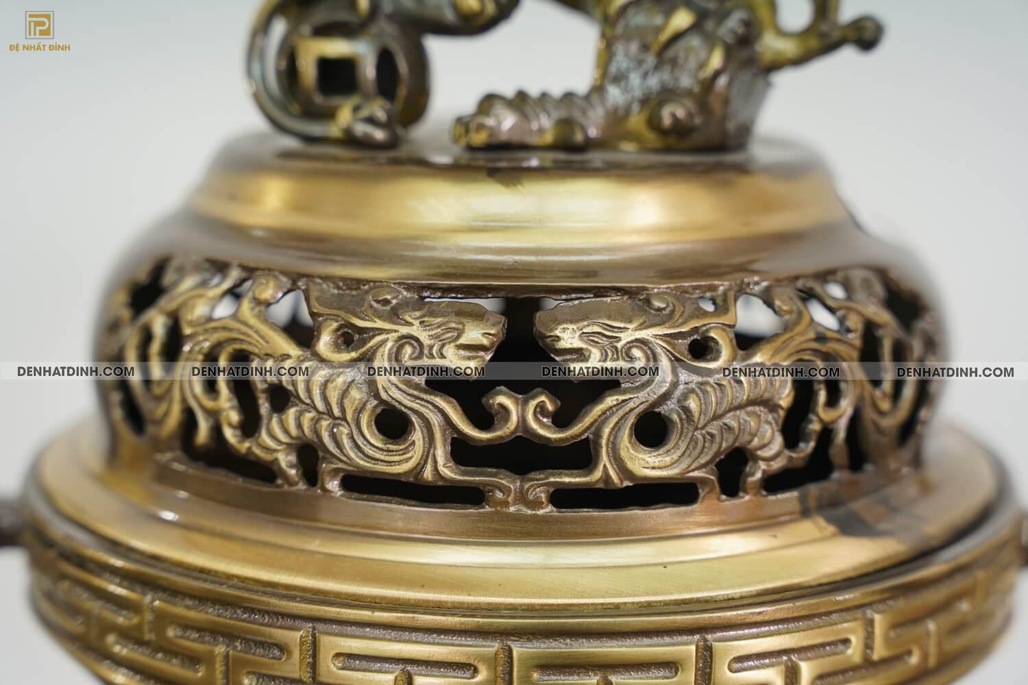 Bộ tam sự hạc song long cao 65cm màu hun giả cổ 3 chữ Việt - Ảnh 6