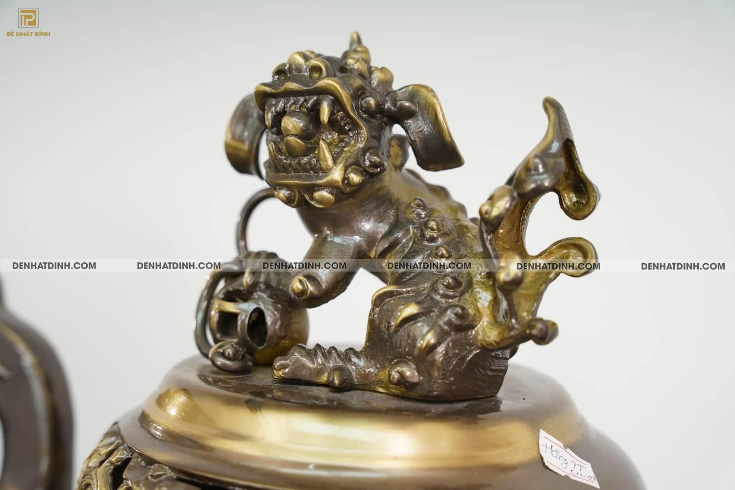 Bộ ngũ sự Song Long cao 65cm màu hun giả cổ 3 chữ Việt - Ảnh 5