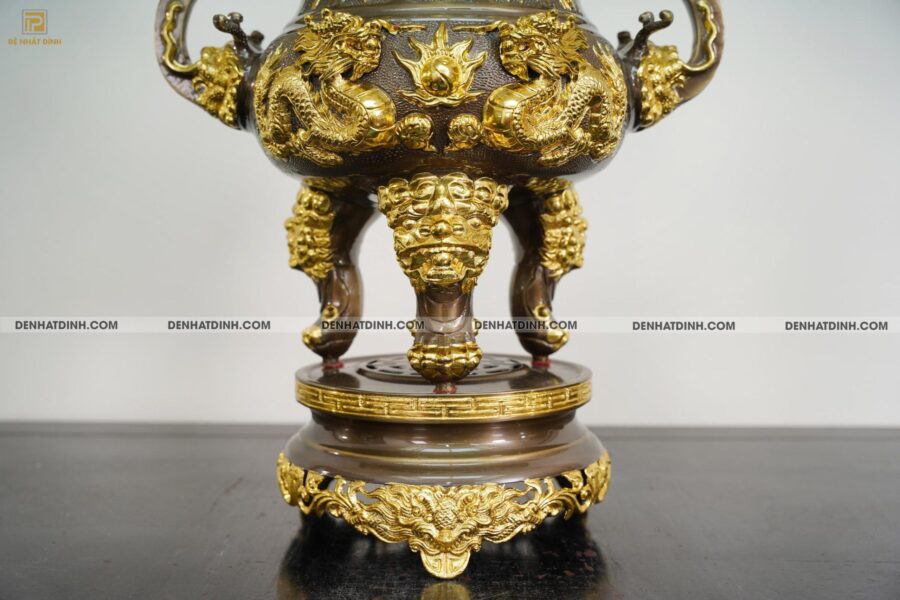 Mặt trước bộ tam sự hạc song long 65 mẫu 3 dát vàng điểm 36kg