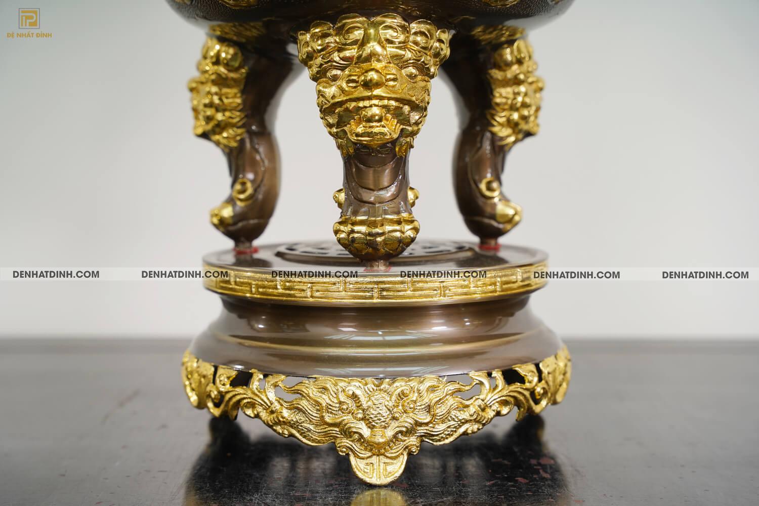 Bộ đỉnh đồng cattut tam sự Hạc song long đỉnh cao 65cm ( 5 chữ ) dát vàng điểm - Ảnh 6