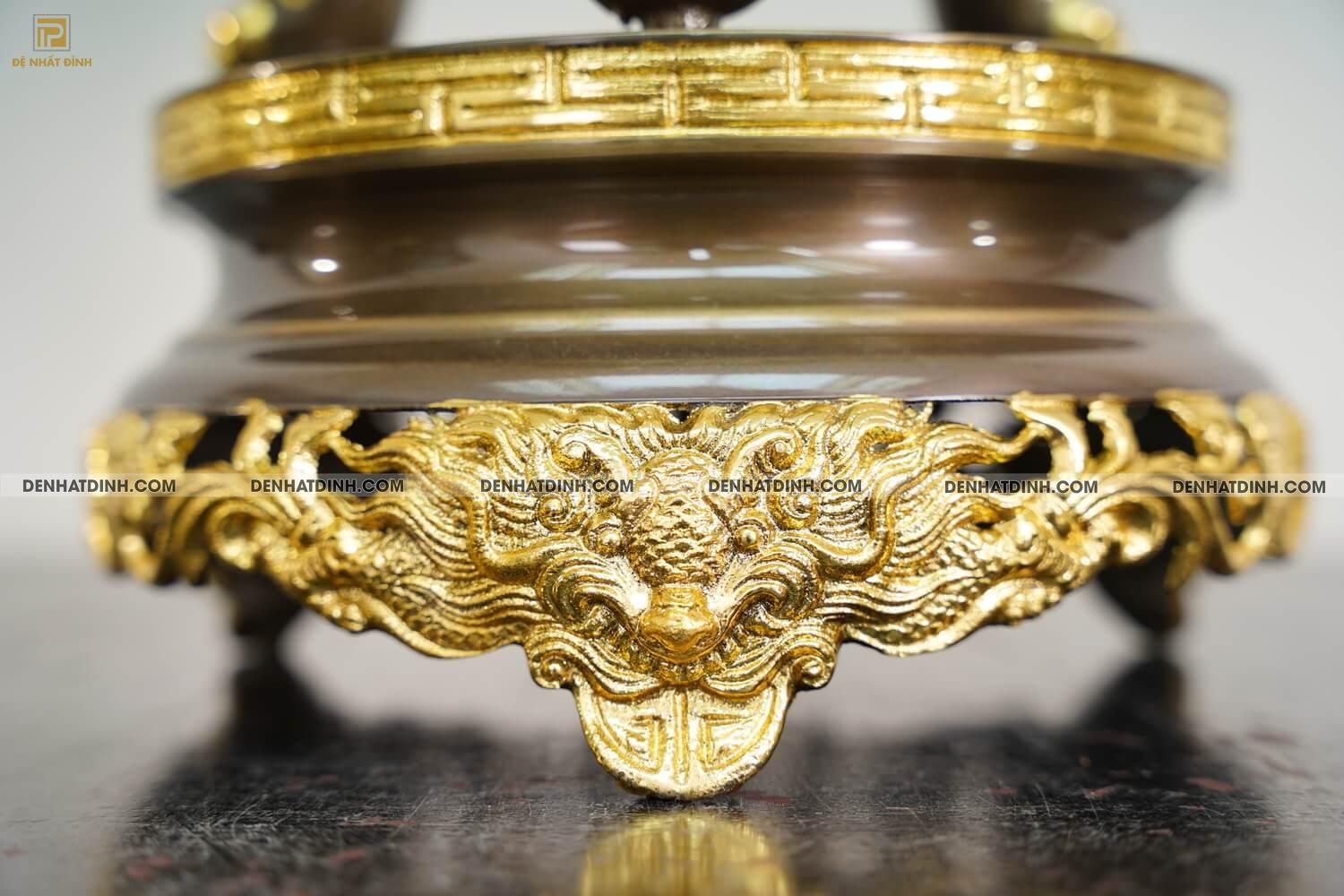 Bộ đỉnh đồng cattut tam sự Hạc song long đỉnh cao 65cm ( 5 chữ ) dát vàng điểm - Ảnh 12
