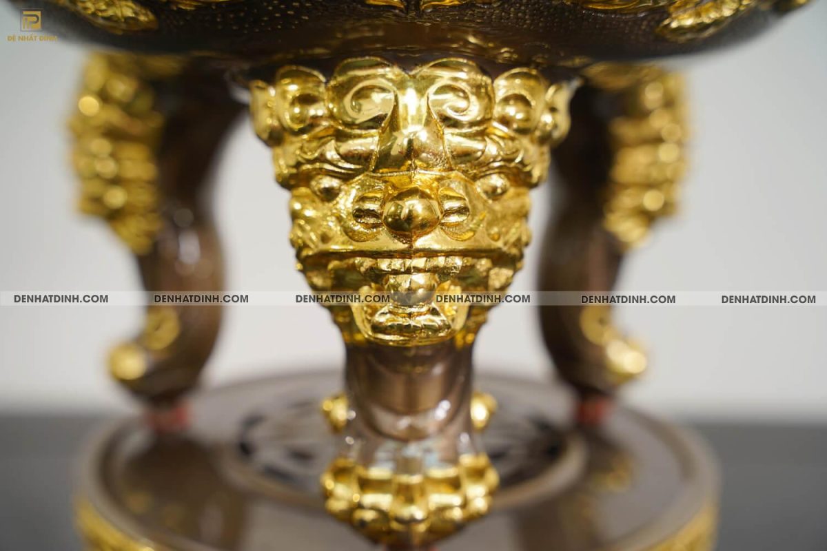 Bộ đỉnh đồng cattut tam sự Hạc song long đỉnh cao 65cm ( 5 chữ ) dát vàng điểm - Ảnh 14