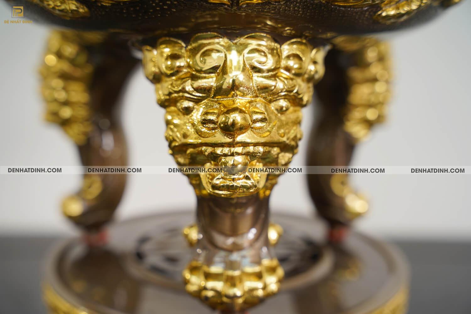 Bộ đỉnh đồng cattut tam sự Hạc song long đỉnh cao 65cm ( 5 chữ ) dát vàng điểm - Ảnh 14
