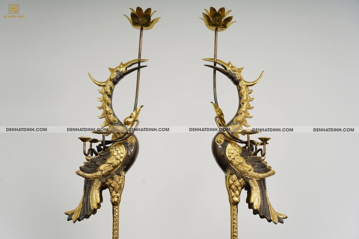 Bộ đỉnh đồng cattut tam sự Hạc song long đỉnh cao 65cm ( 5 chữ ) dát vàng điểm - Ảnh 15