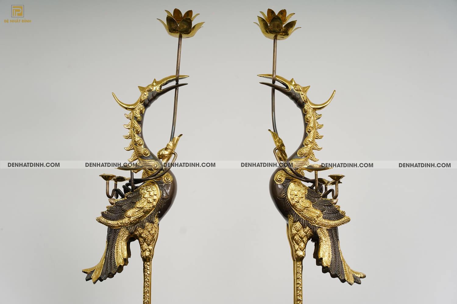 Bộ đỉnh đồng cattut tam sự Hạc song long đỉnh cao 65cm ( 5 chữ ) dát vàng điểm - Ảnh 15