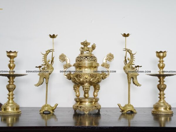 Bộ ngũ sự song long 57 mẫu 3 mộc nến kỹ